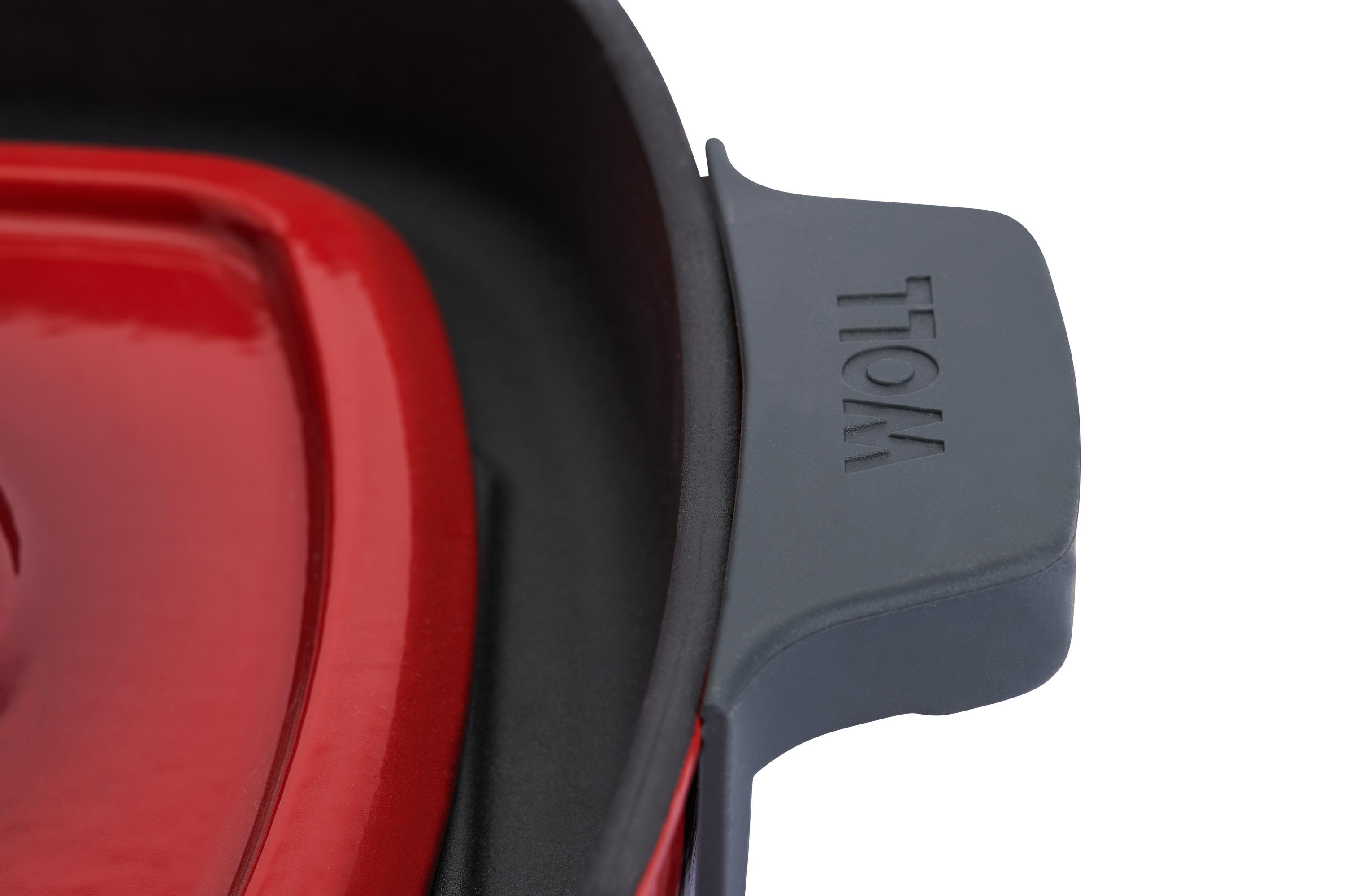 Iron Guss-Grillpfanne, mit Rillen und Steakpresse Detailansicht | Alle Herdarten inkl. Induktion | Chili Red | 28x28cm