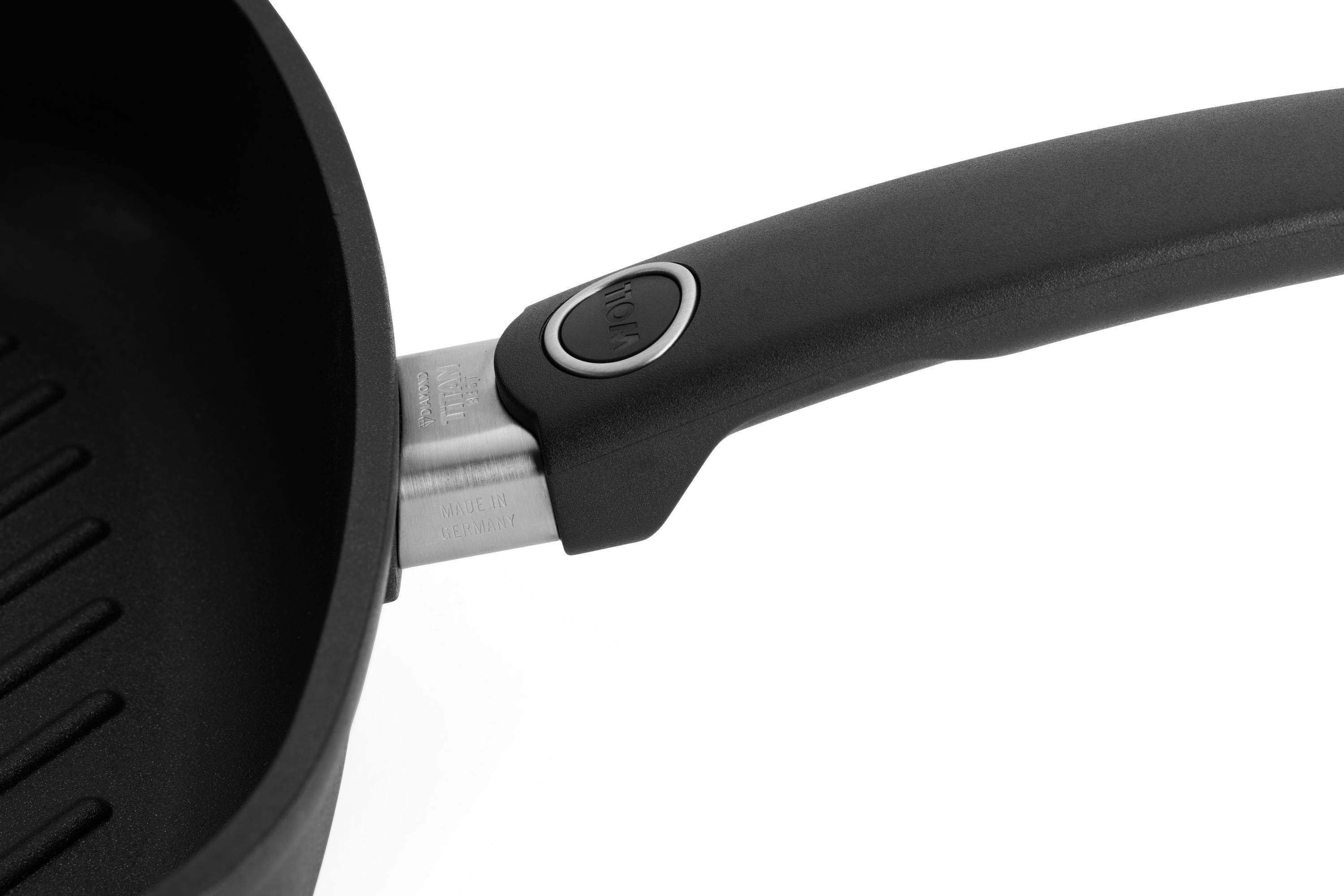 Titan Best Guss-Steakpfanne, viereckig, mit Rillen Detailansicht | Stiel - Fest | Ceran, Gas, Elektro, Halogen | 28x28cm