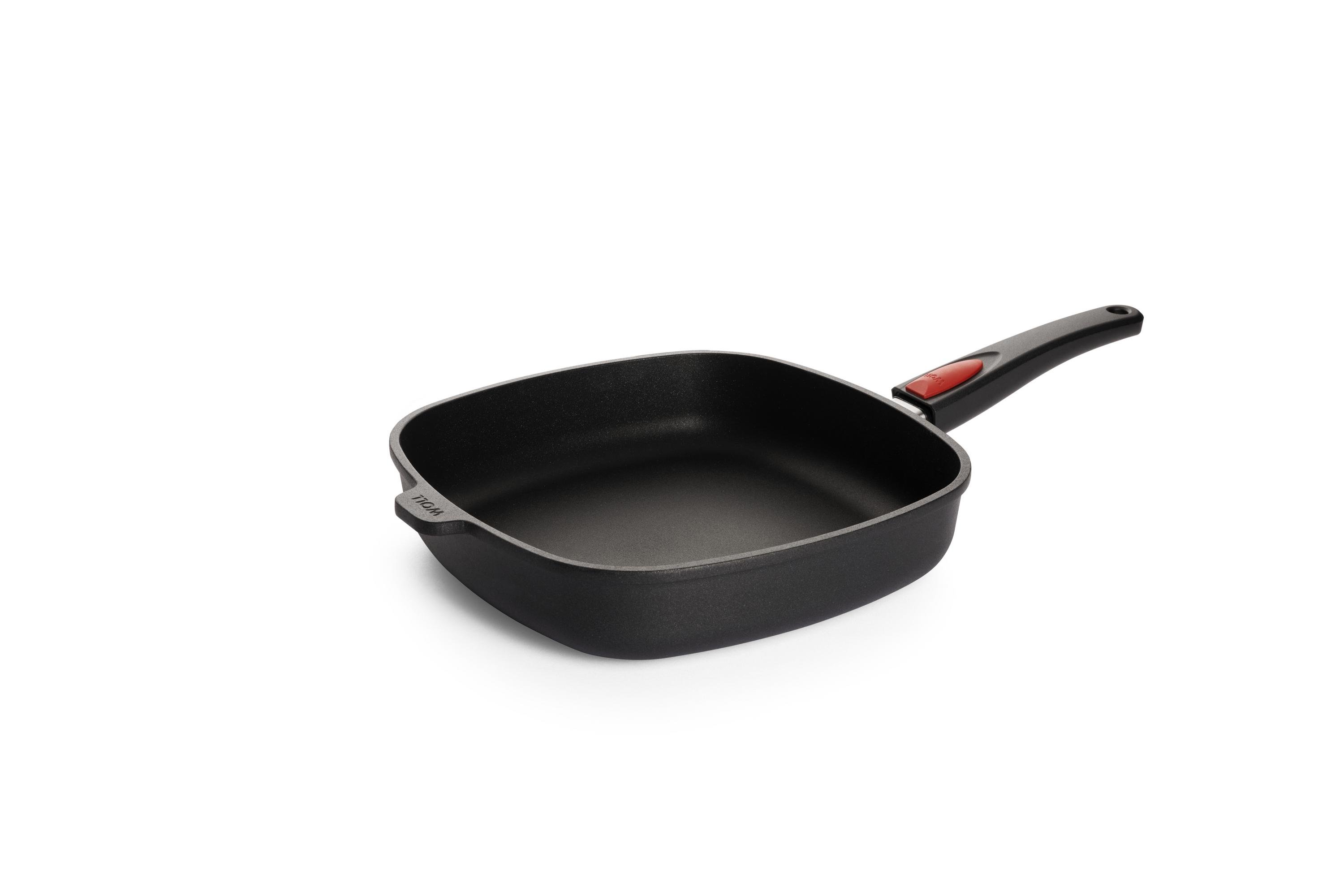 Titan Best Guss-Viereckpfanne | Stiel - Abnehmbar | Ceran, Gas, Elektro, Halogen | 28x28cm