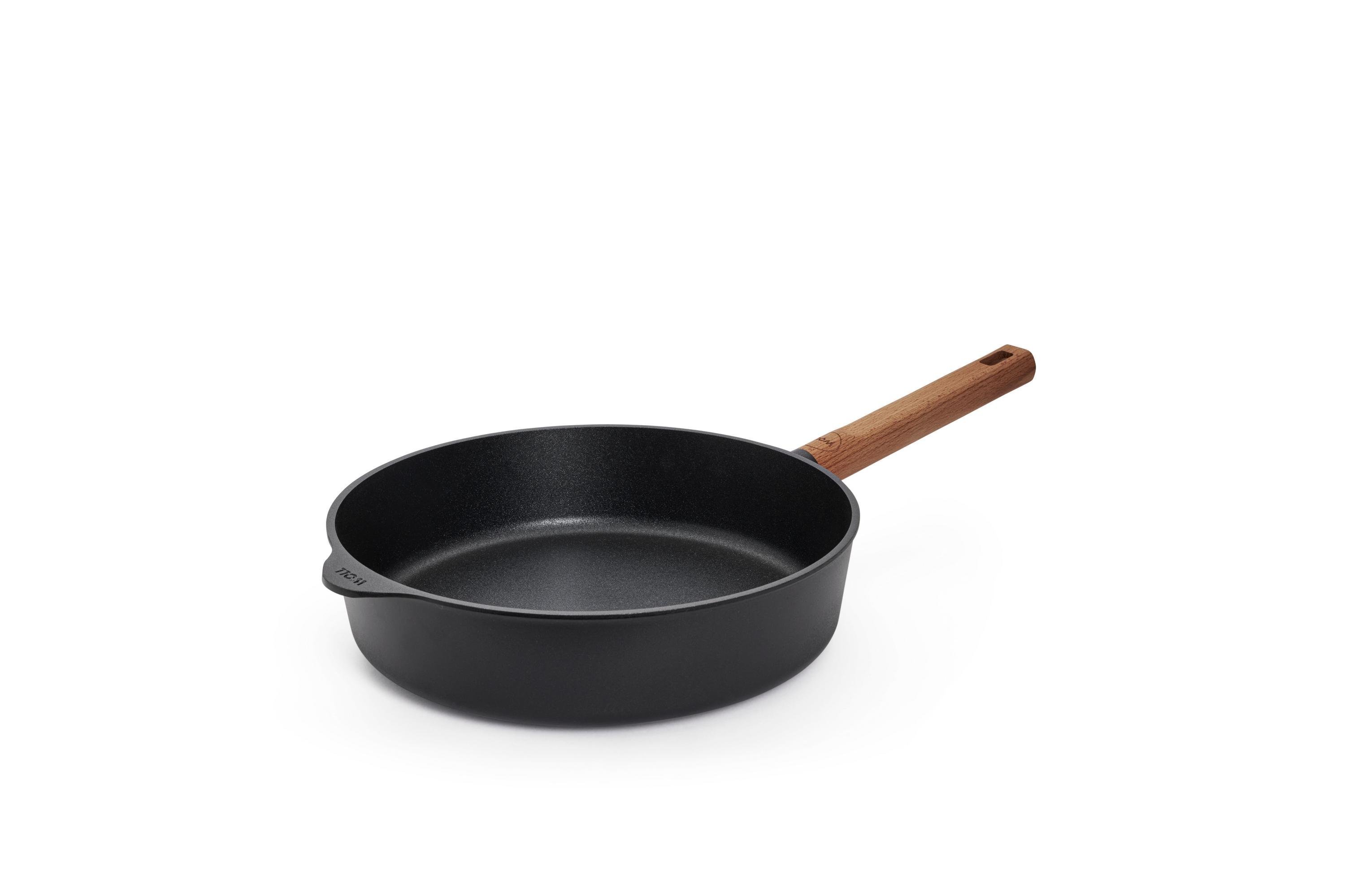 Eco Logic QXR Guss-Hochrandpfanne | Holz - Fest | 28 cm | Alle Herdarten inkl. Induktion