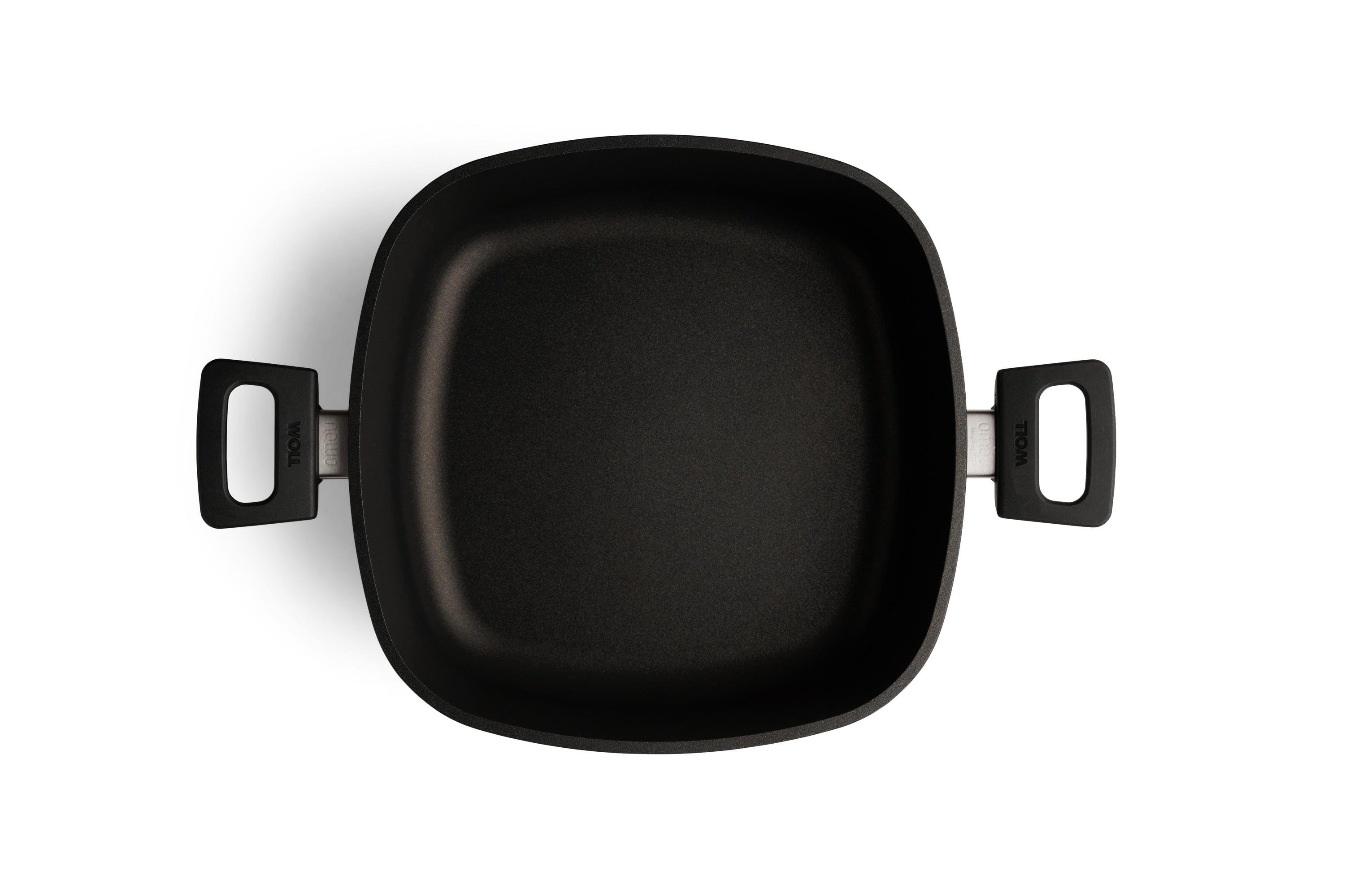 Nowo Titanium Guss-Kasserolle, viereckig Draufsicht | 2 Seitengriffe | Ceran, Gas, Elektro, Halogen | 28x28cm