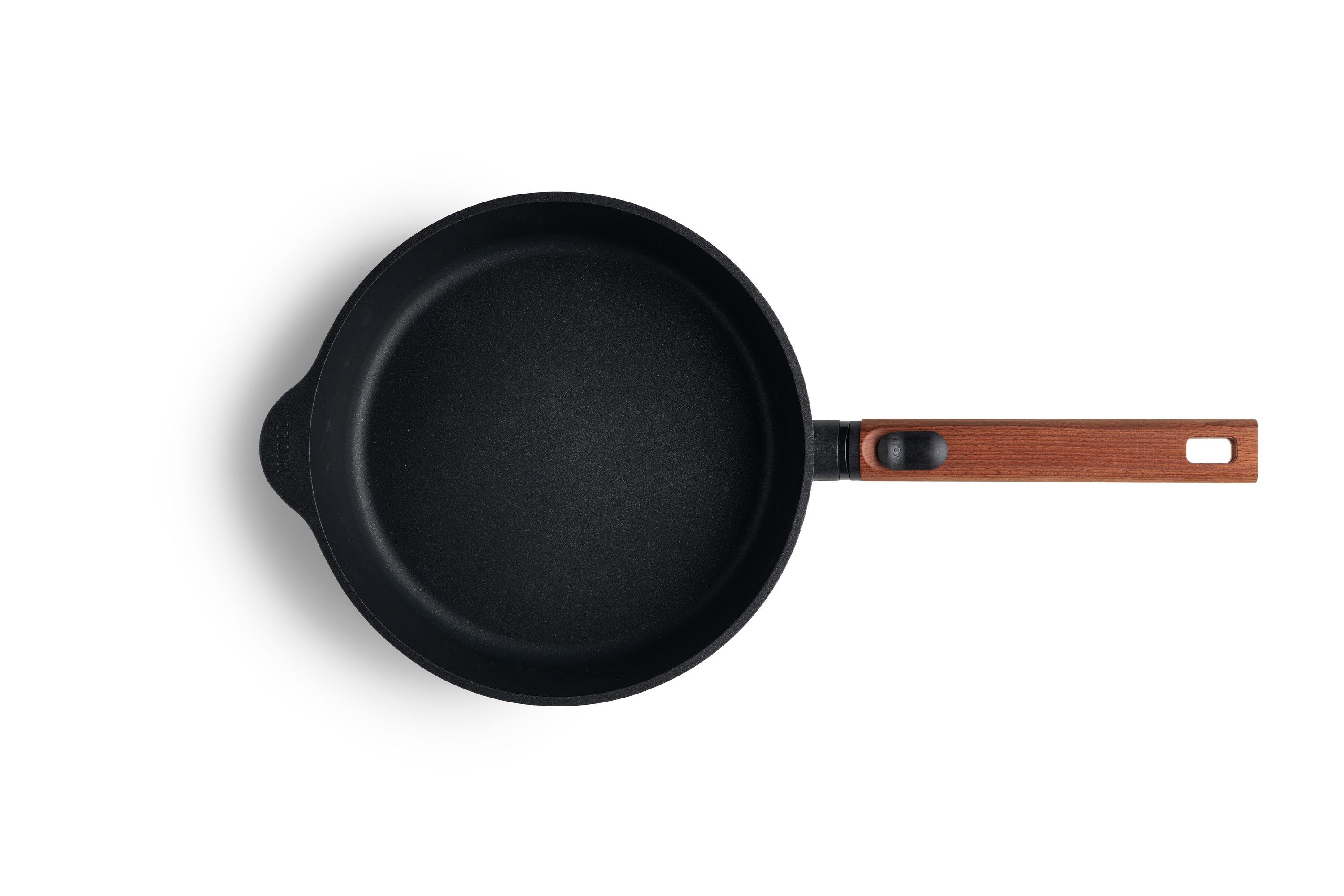 Eco Logic QXR Guss-Hochrandpfanne Draufsicht | Holz - Abnehmbar | Alle Herdarten inkl. Induktion | 24 cm