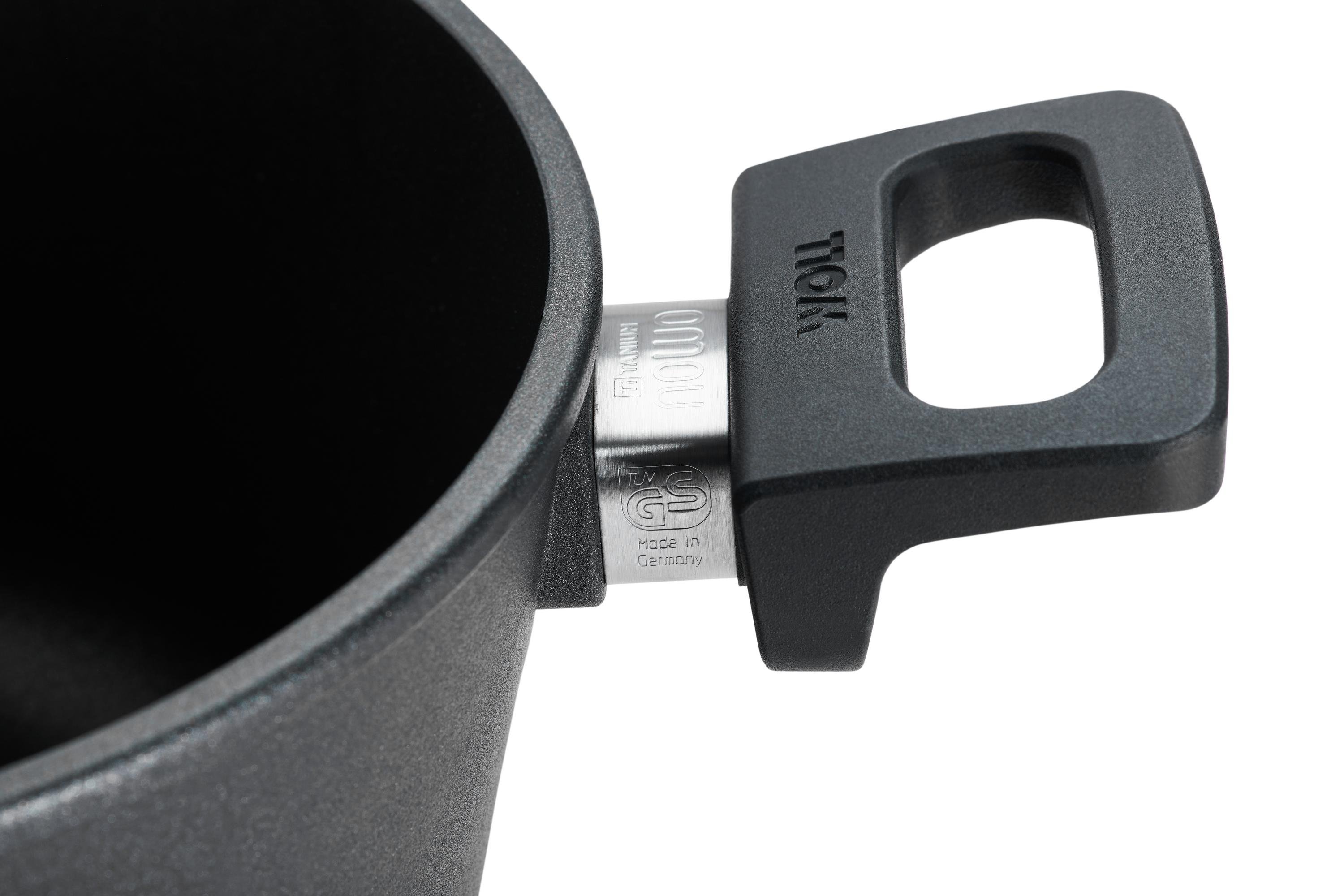 Nowo Titanium Gusstopf Detailansicht | 2 Seitengriffe | 24cm | Ceran, Gas, Elektro, Halogen