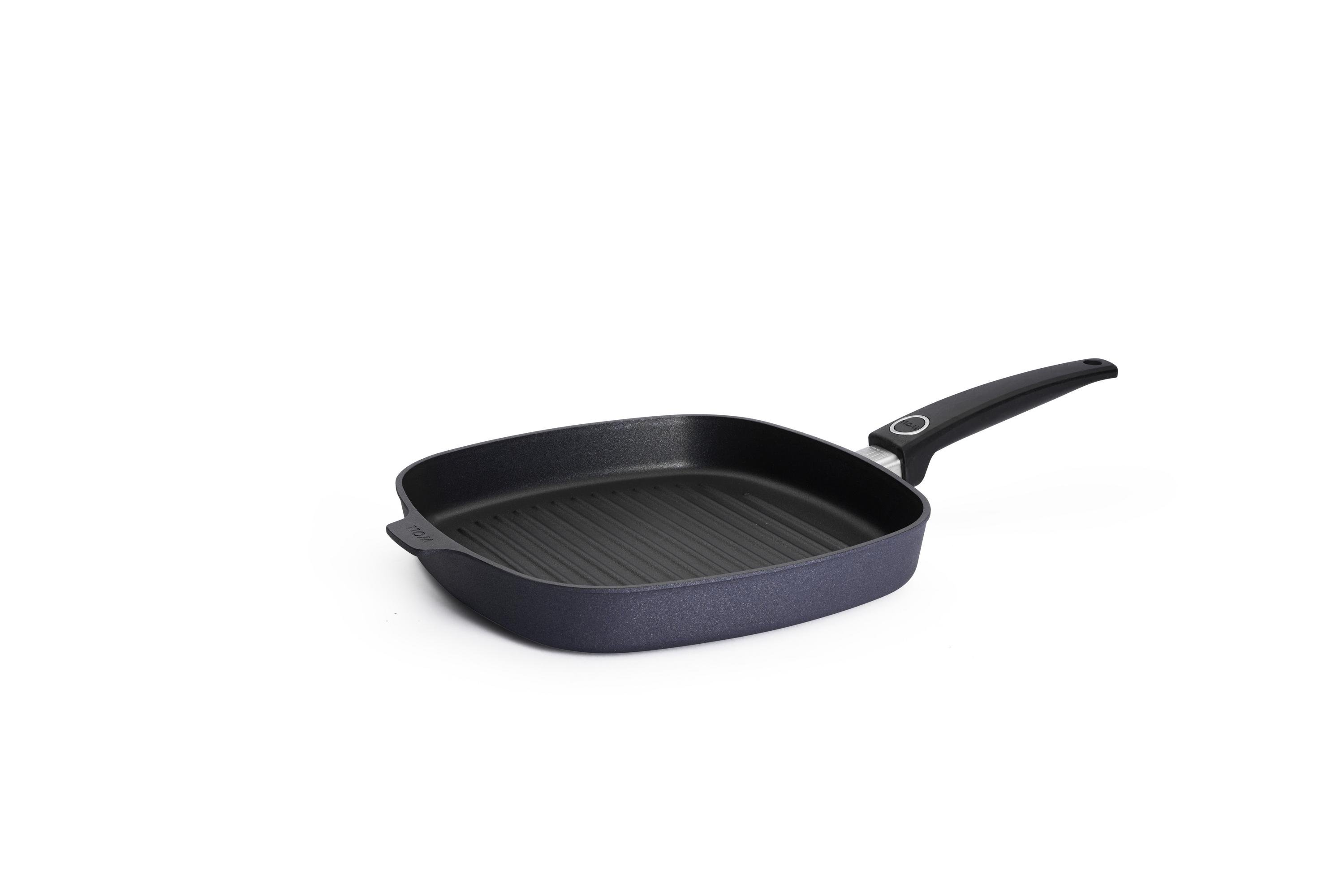 Diamond Lite Guss-Steakpfanne, viereckig, mit Rillen | Stiel - Fest | Ceran, Gas, Elektro, Halogen | 28x28cm