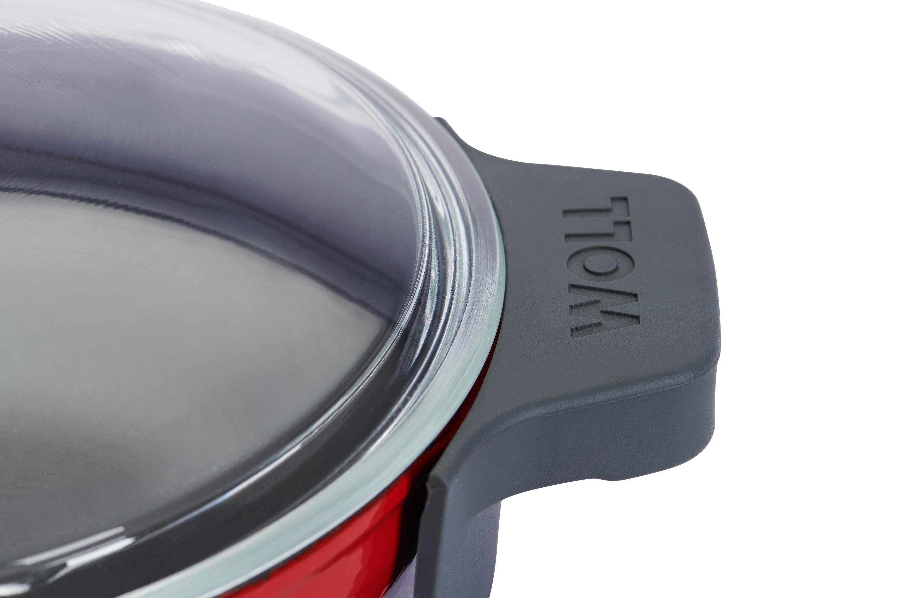 Iron Servierpfanne mit Glasdeckel Detailansicht | 20cm | Alle Herdarten inkl. Induktion | Chili Red