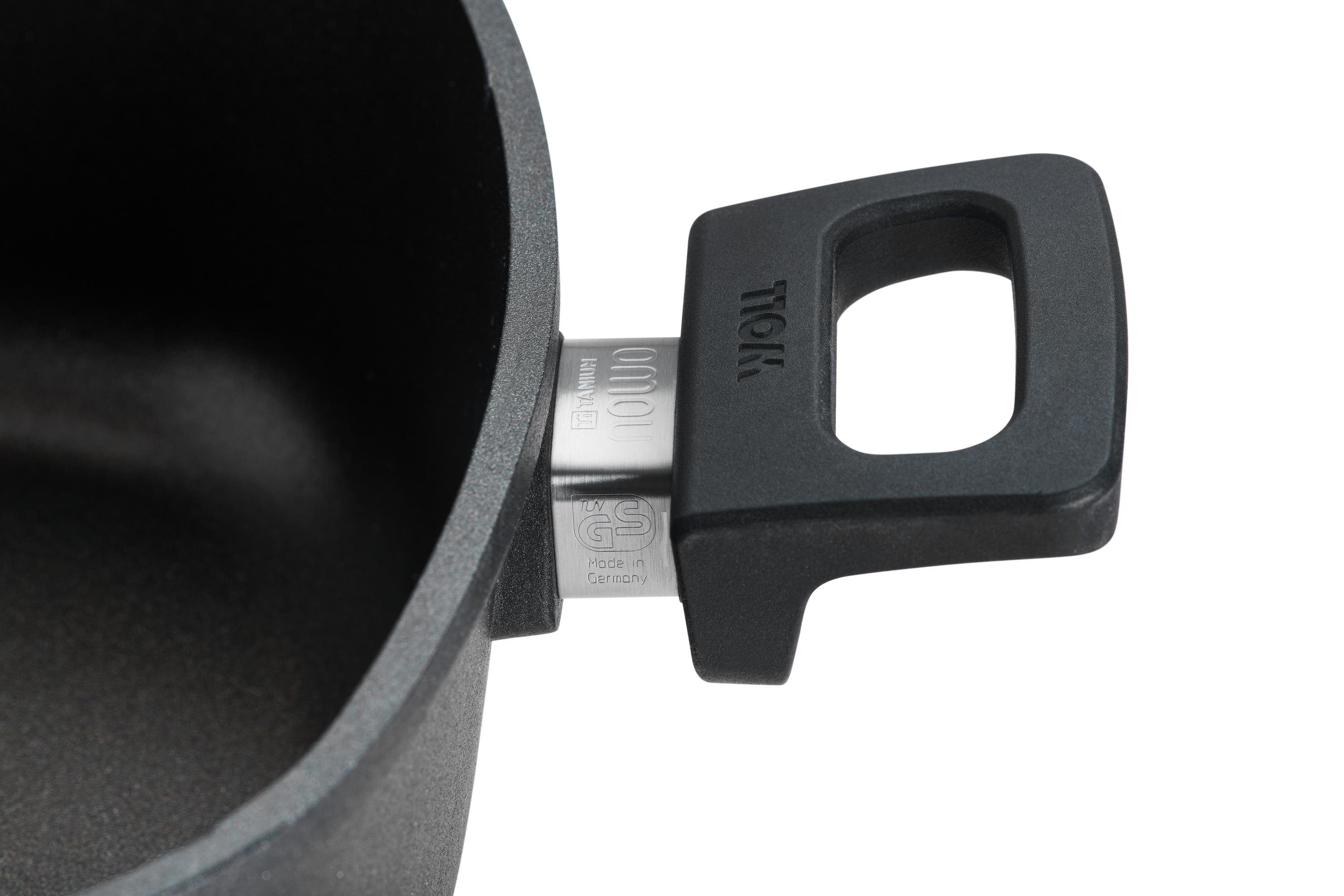 Nowo Titanium Guss-Kasserolle, viereckig Detailansicht | 2 Seitengriffe | Ceran, Gas, Elektro, Halogen | 28x28cm