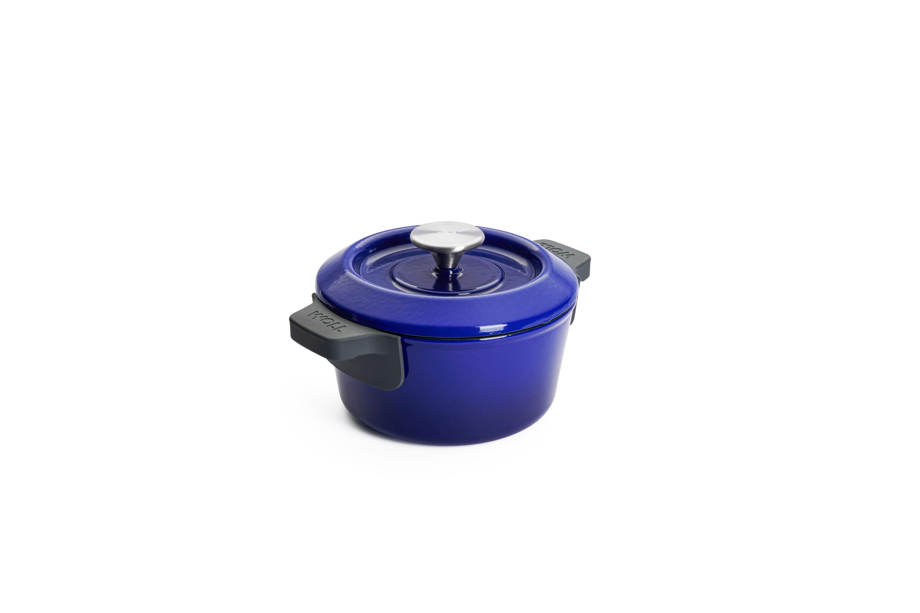 118CI-020_Lid_silicone_grips_3Quarter Iron Gusstopf mit Deckel | Cobalt Blue | Alle Herdarten inkl. Induktion | 18cm