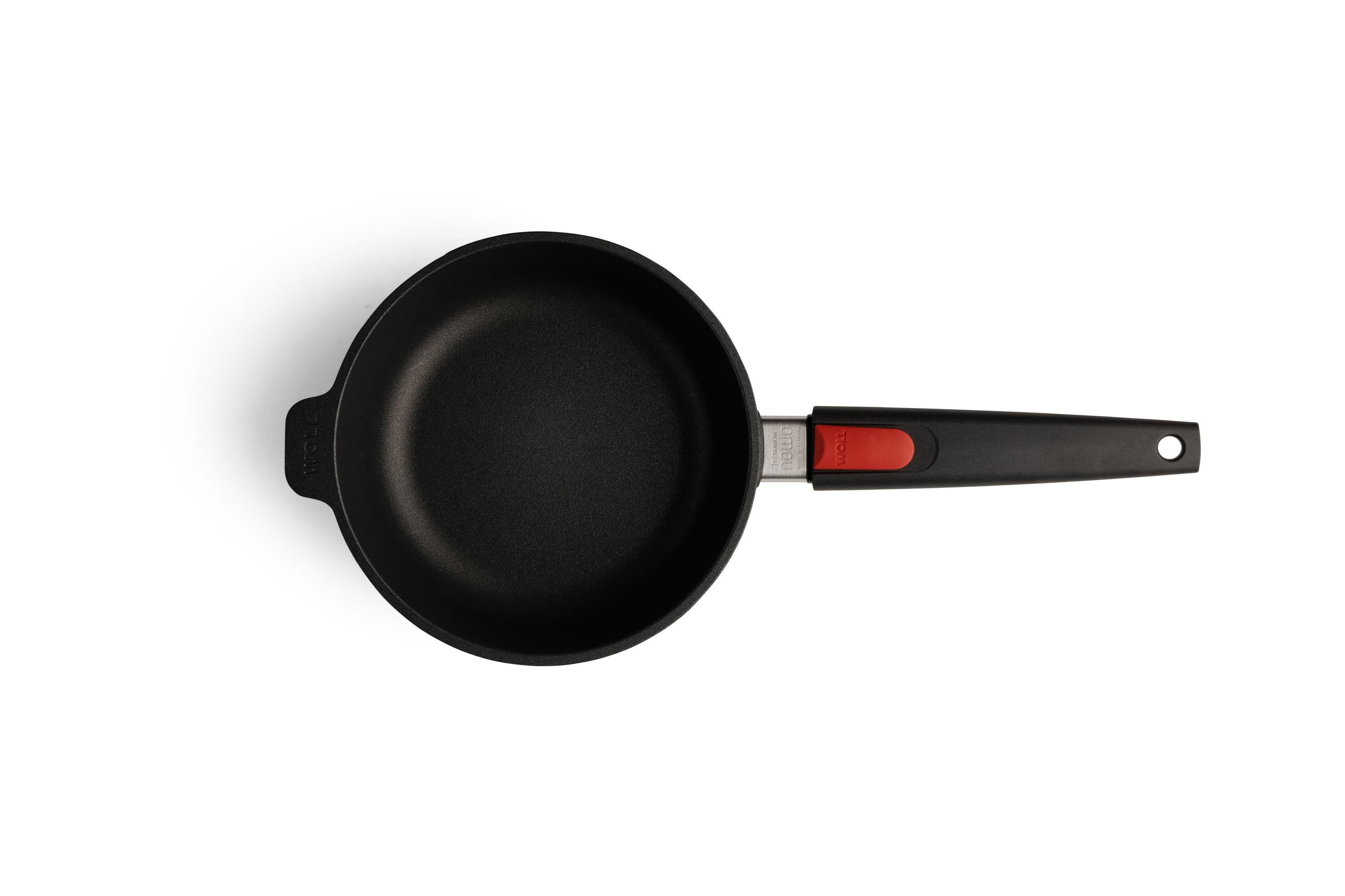 1720N_Overhead Nowo Titanium Guss-Hochrandpfanne Draufsicht | Stiel - Fest | 20cm | Ceran, Gas, Elektro, Halogen