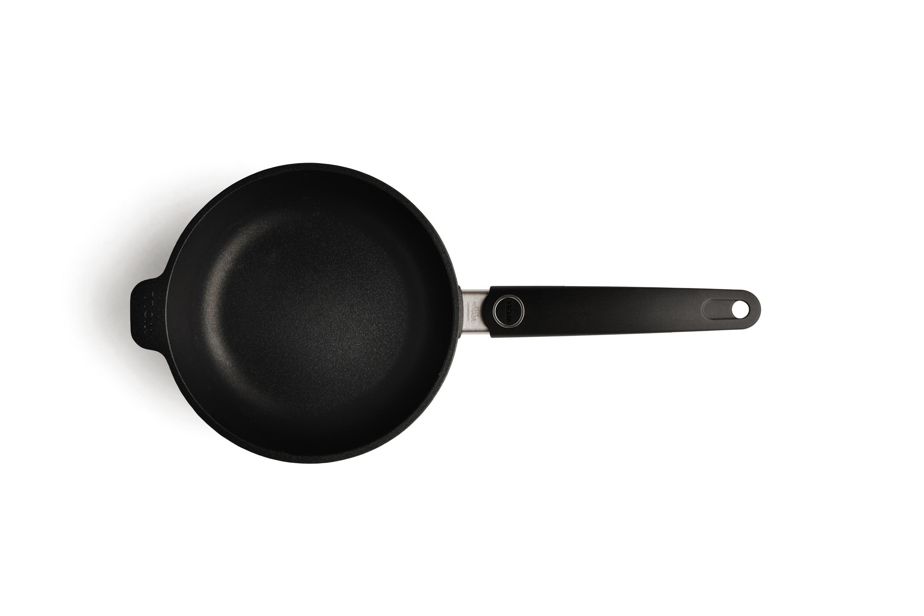 Titan Best Guss-Hochrandpfanne Draufsicht | Stiel - Fest | 20cm | Ceran, Gas, Elektro, Halogen