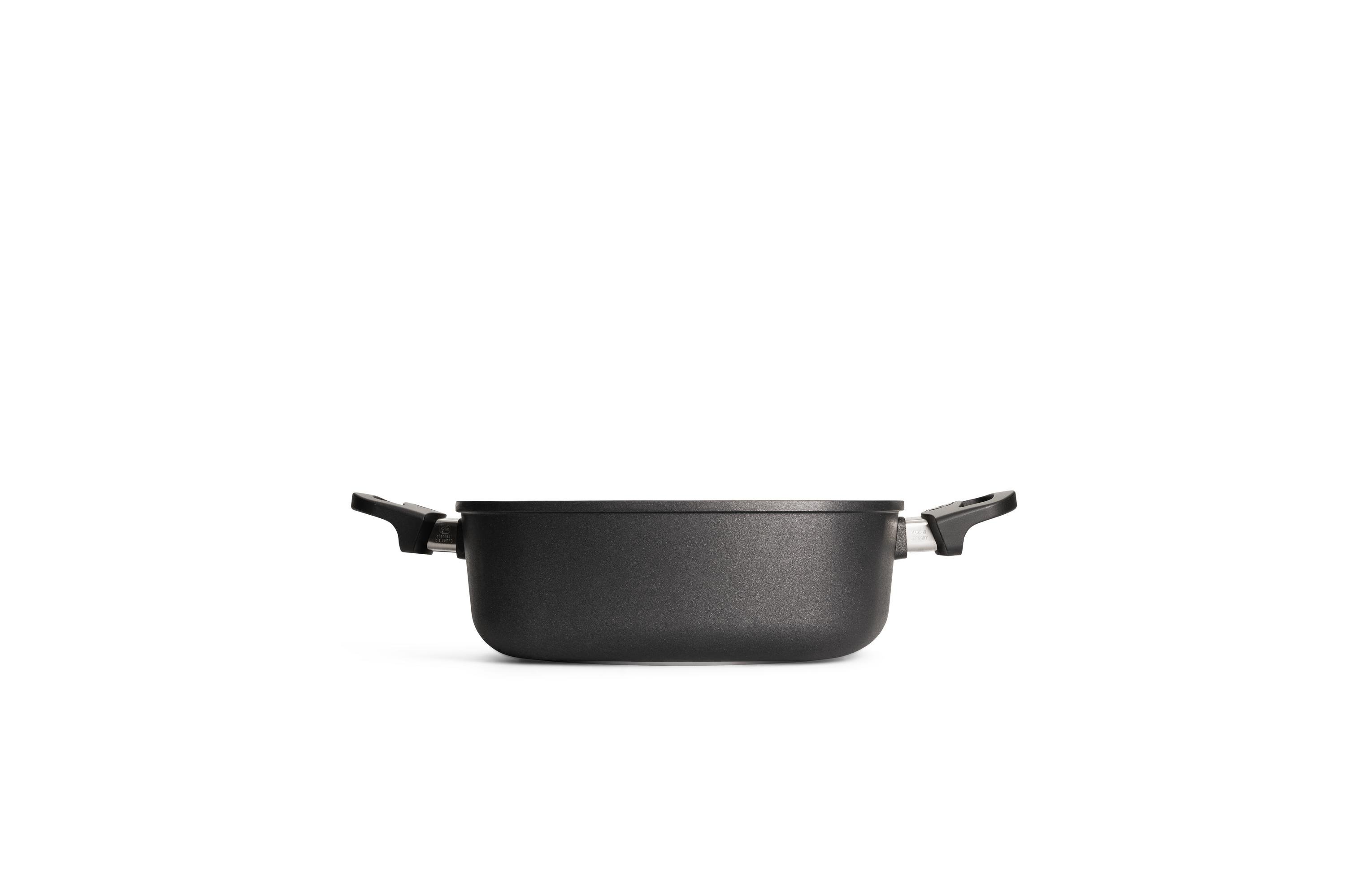 Titan Best Guss-Kasserolle, viereckig Seitenansicht | Ceran, Gas, Elektro, Halogen | 28x28cm