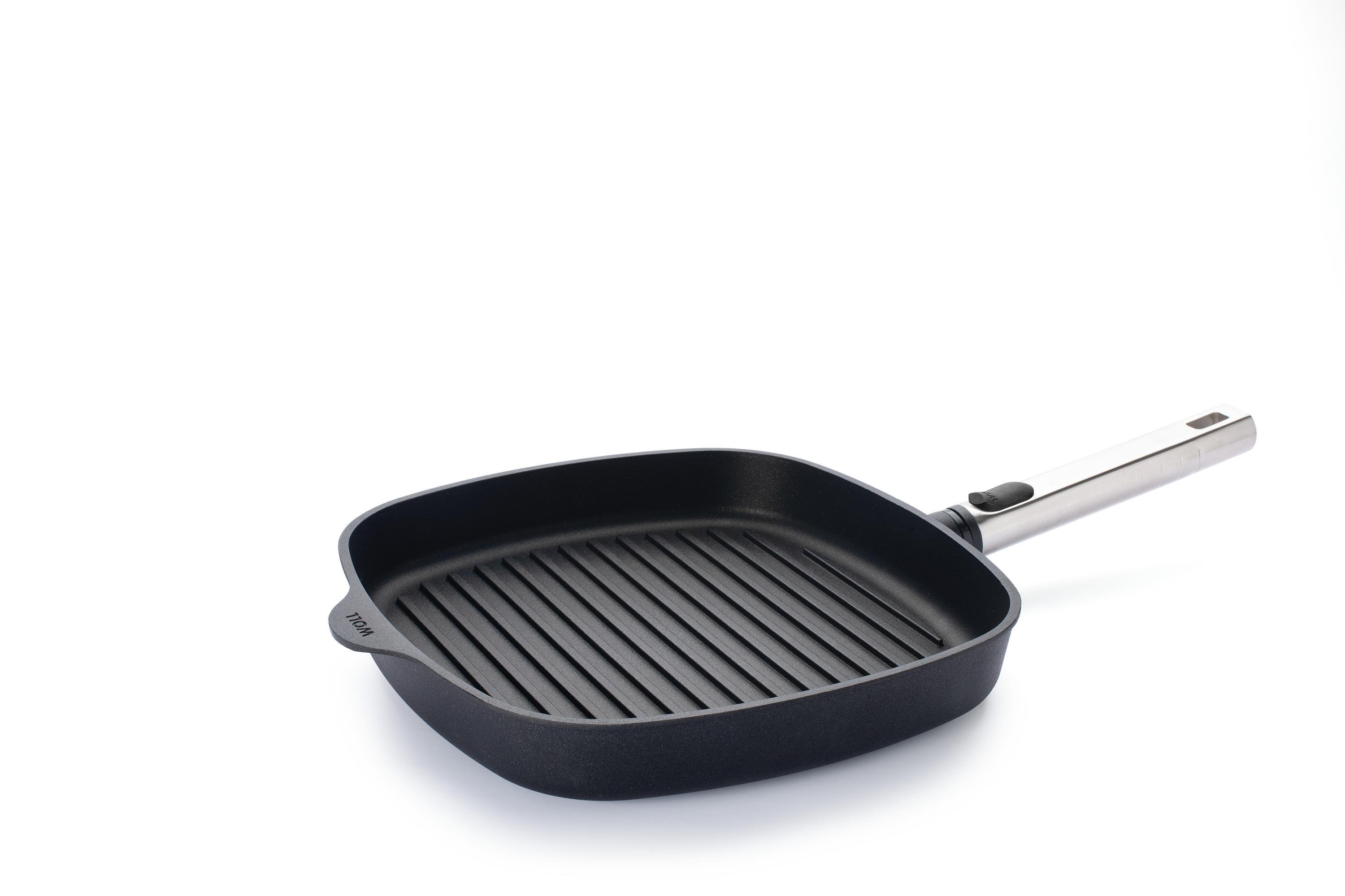 Logic XR Guss-Steakpfanne, viereckig, mit Rillen | Edelstahl - Abnehmbar | Alle Herdarten inkl. Induktion | 28x28cm