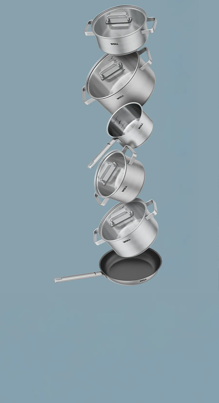 Die verschiedenen Geschirre sind übereinander schwebend dargestellt.